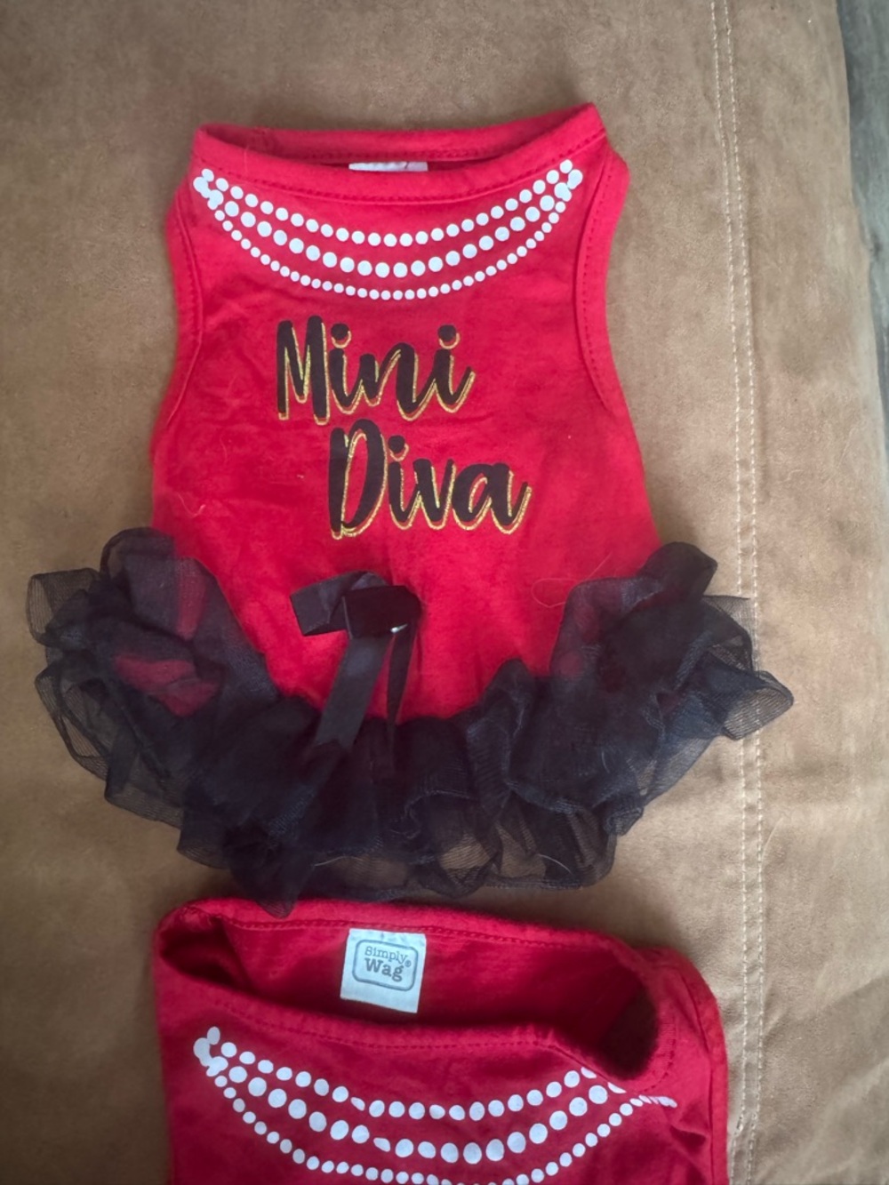 2 Mini Diva Red Dog Tutu Dress with Black Tulle - Picture 2 of 4